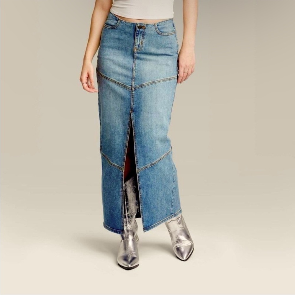 Wild fable denim chevron maxi skirt